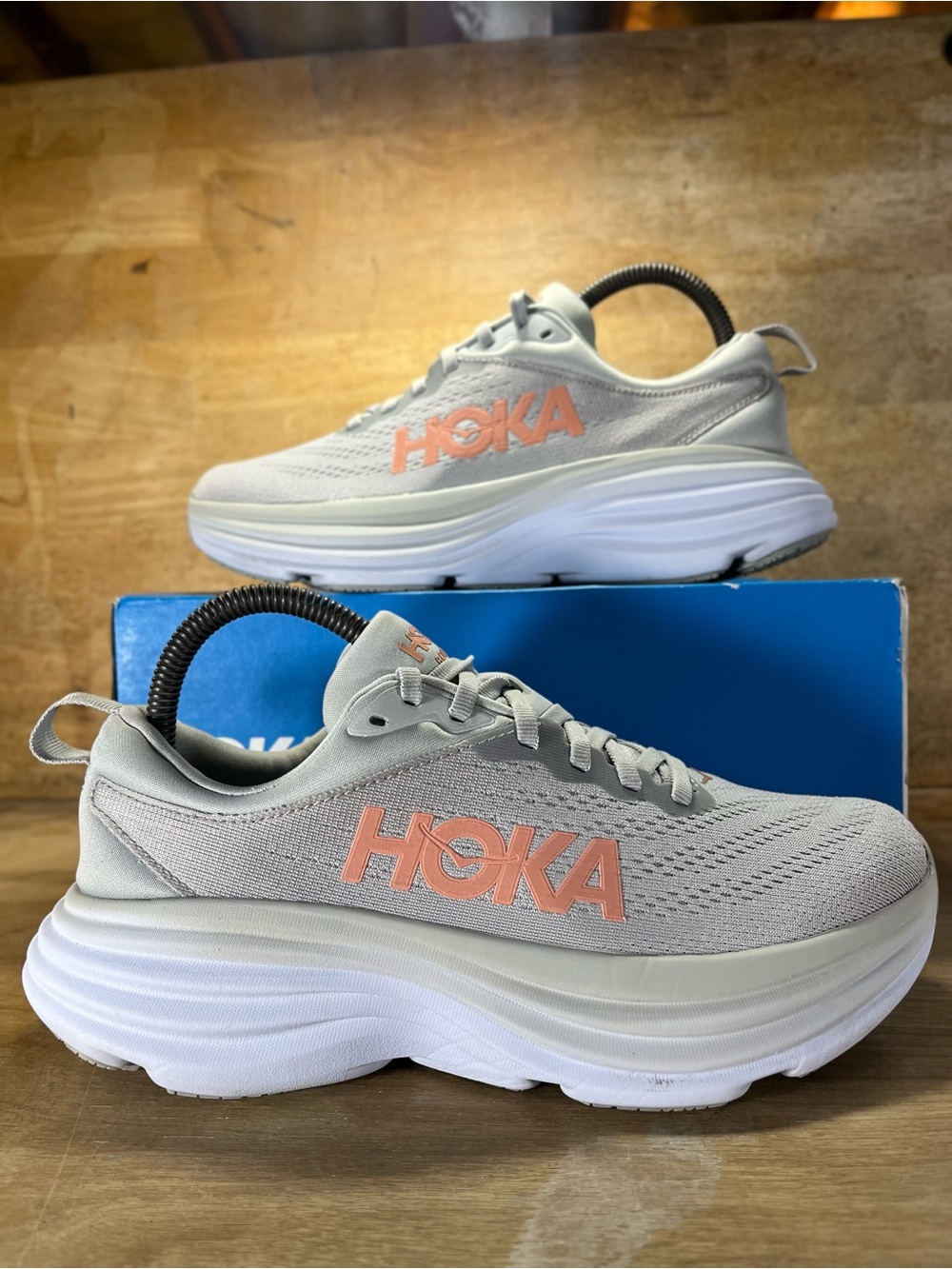 Hoka One One Bondi 8 REFLECTIVE Womens Size 7 Running Shoes Sneakers Gray